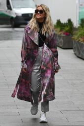 Ashley Roberts in a Purple Tie-Dye Coat and Silver Trousers - London 11/30/2020