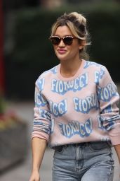 Ashley Roberts in Denim and Print Top at Heart Radio Show in London 11/06/2020