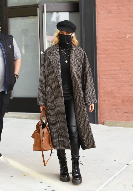 Diane Kruger in a Brown Glen Tartan Overcoat, Skintight Leather ...