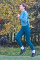 Emma Corrin - Jogging at a Park in London 11/13/2020