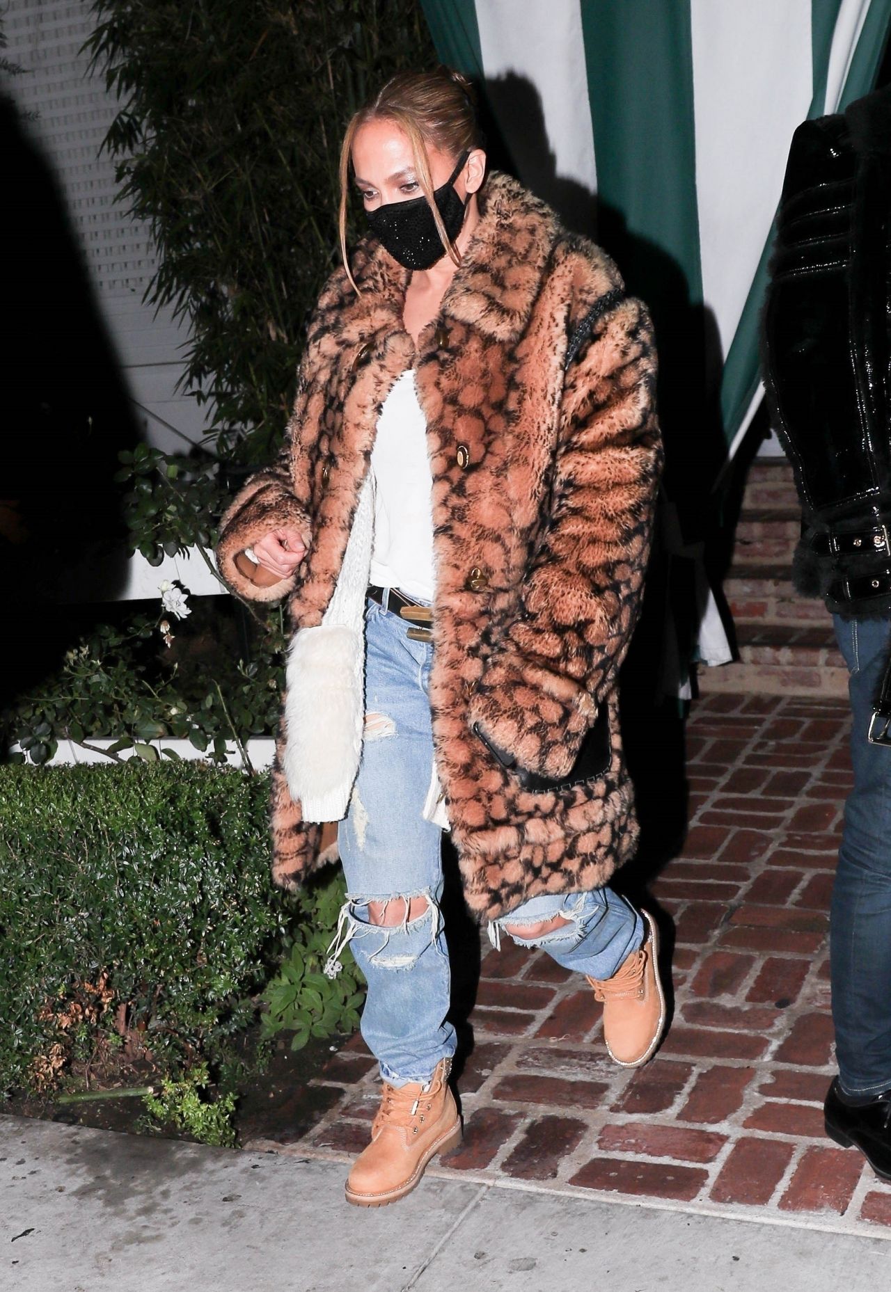 Splurge: Jennifer Lopez's Pre Thanksgiving Dinner Coach Monogram Teddy Coat  and Jimmy Choo x Timberland Boots – Fashion Bomb Daily