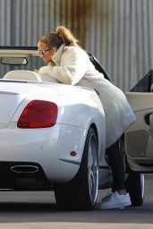 Jennifer Lopez in Fuzzy White Coat at a Studio in LA 11/18/2020