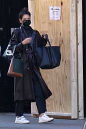 Katie Holmes in a Brown Leather Trench Coat in NYC 11/04/2020 • CelebMafia