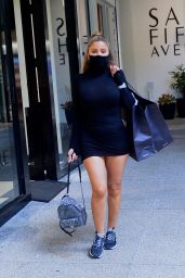 Larsa Pippen in Black Minidress With Integrated Face Mask 11/25/2020