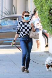 Lucy Hale in a Stylish Outfit - Walking Her Dog in LA 11/12/2020