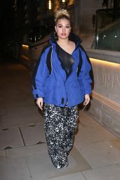 Mabel in a Revealing Mesh Top and Flared Trousers - Soho in London 11/28/2020