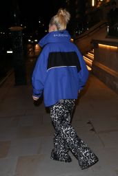 Mabel in a Revealing Mesh Top and Flared Trousers - Soho in London 11/28/2020