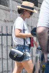 Natalie Portman in White T-shirt and a Denim Cut-Offs - Sydney 11/29/2020