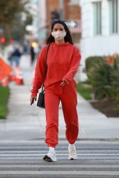 Olivia Munn in Red Tracksuit - Santa Monica 11/24/2020