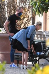 Pom Klementieff With Simon Pegg in Gardens of Venice 11/10/2020
