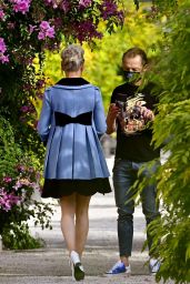 Pom Klementieff With Simon Pegg in Gardens of Venice 11/10/2020