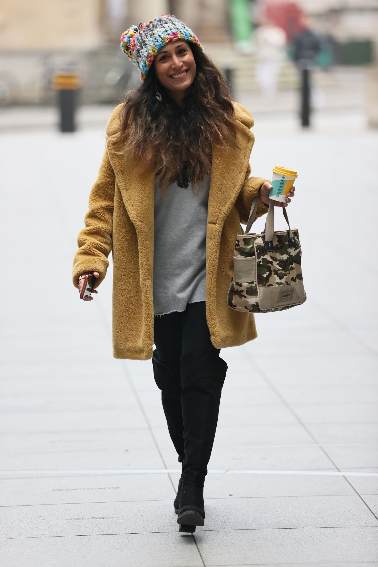 Preeya Kalidas in Knee High Boots and Beenie Hat - London 11/28/2020