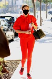 Sara Sampaio in a Red Workout Outfit - West Hollywood 11/18/2020