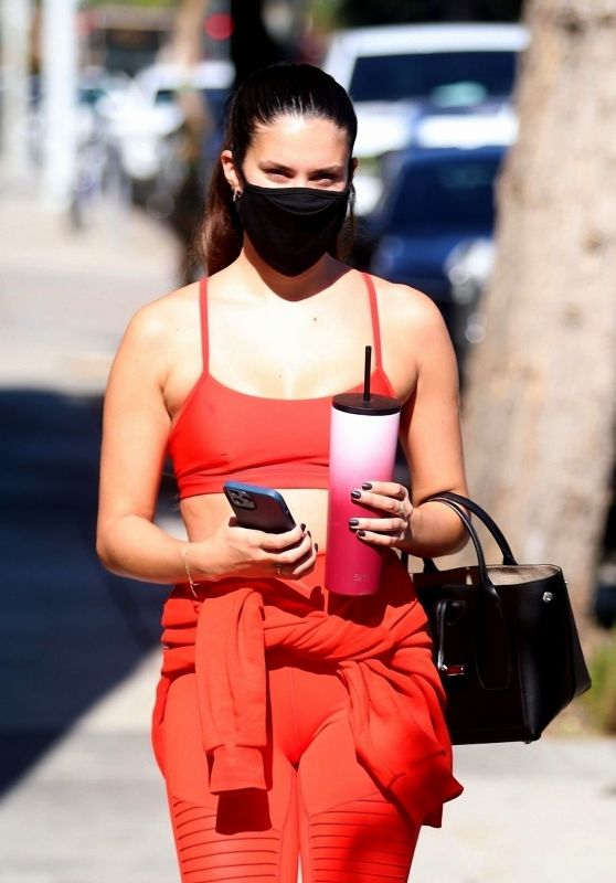 Sara Sampaio in a Red Workout Outfit - West Hollywood 11/18/2020