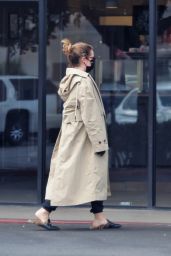 Ashley Tisdale in a Trench Coat at The Coffee Bean & Tea Leaf in Los Feliz 12/17/2020