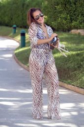 Chloe Goodman in a Zebra Print Jumpsuit - Dubai 11/30/2020