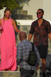 Chrissy Teigen - Shopping at Louis Vuitton and Hermes in Gustavia in St. Barths 12/23/2020