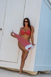 Claudia Romani in a Red and White Bikini in South Beach 12/23/2020