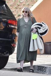 Emma Roberts in a Green Midi Dress - Los Angeles 12/11/2020