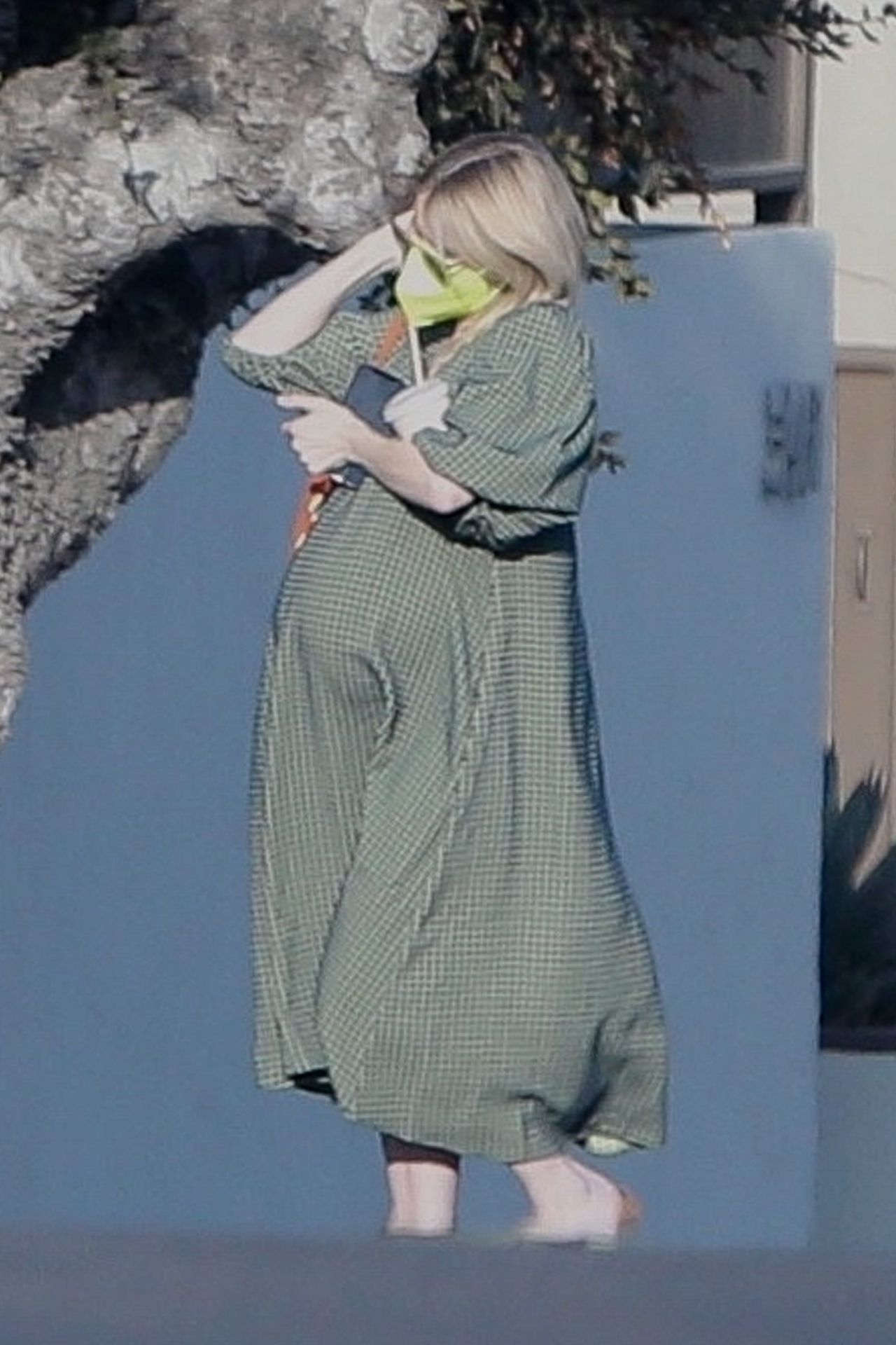 Emma Roberts in a Green Midi Dress - Los Angeles 12/11/2020 • CelebMafia