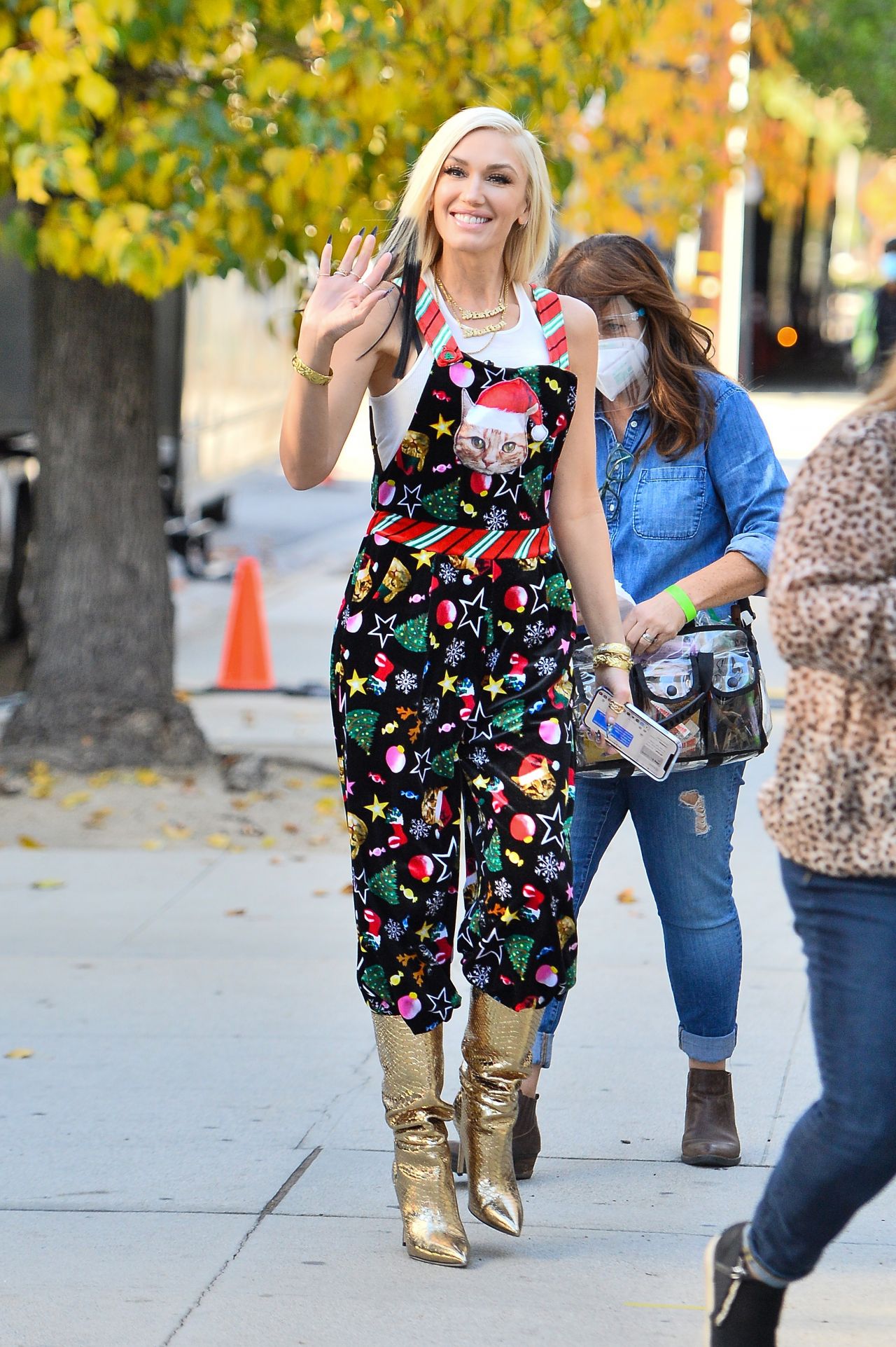 Gwen Stefani in Cat Themed Christmas Romper - Santa Monica ...