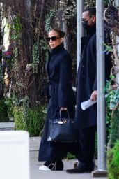 Jennifer Lopez in a Black Coat - NYC 12/10/2020