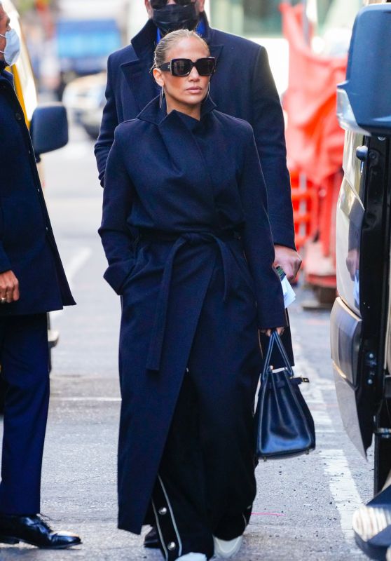 Jennifer Lopez in a Black Coat - NYC 12/10/2020