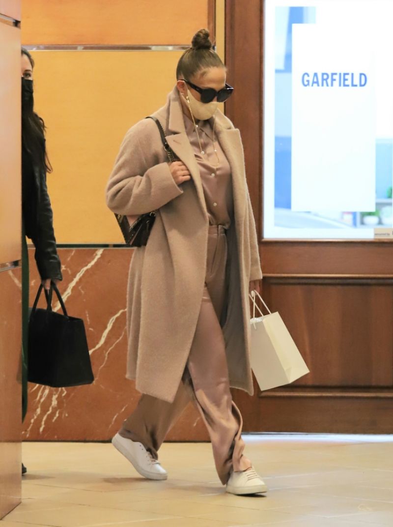 Jennifer Lopez in Pastel Lavender Outfit - Beverly Hills 12/16/2020