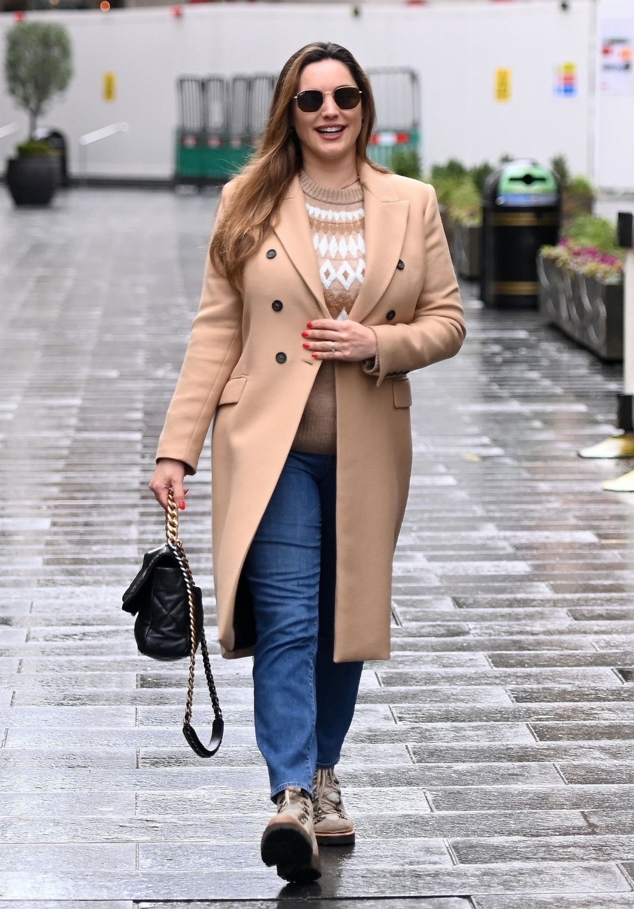 Kelly Brook in a Beige Jumper and Co-Ordinated Jacket - London 12/21 ...