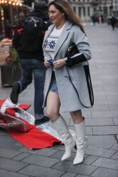 Kelly Brook in Short Denim Mini Skirt and Wool Jumper - London 11/30/2020