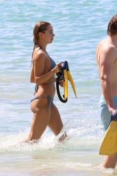 Kimberley Garner in a Blue Bikini at the Beach in Barbados 12/16/2020