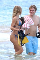 Kimberley Garner in a Blue Bikini at the Beach in Barbados 12/16/2020