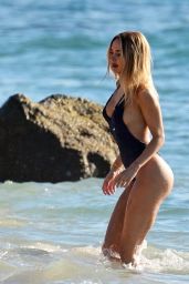 Kimberley Garner in a Swimsuit on the Beach in Barbados 12/26/2020