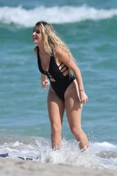 Lele Pons in a Black Swimsuit - Miami Beach 12/02/2020