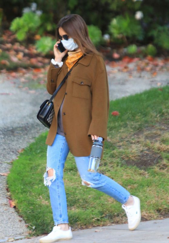 Lily Collins in Ripped Jeans - Beverly Hills 12/08/2020