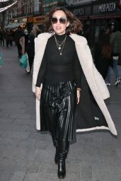 Myleene Klass in Black Top and Pleated Dress - London 12/12/2020