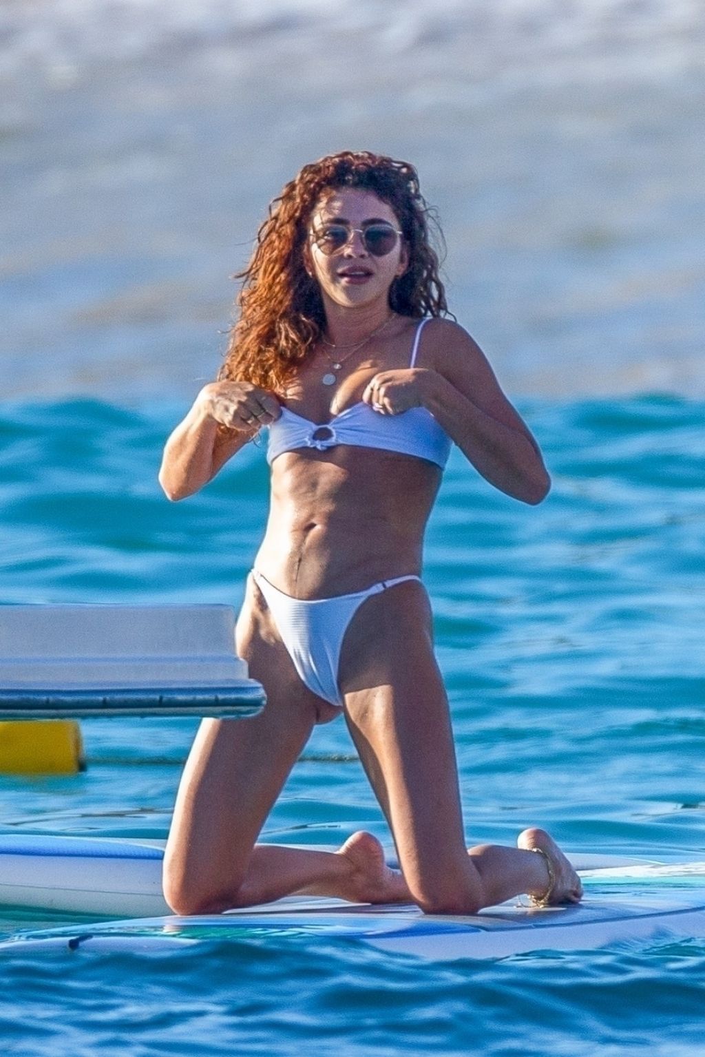 Sarah Hyland in High-Rise Bikini on a Boat in Cabo San Lucas 12/02/2020.