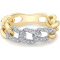 Triple Station Pave Link Ring in Yellow Gold