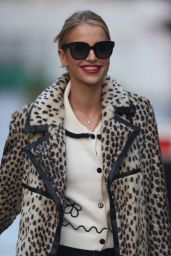 Vogue Williams in Leather Trousers and Animal Print Coat - London 12/20/2020