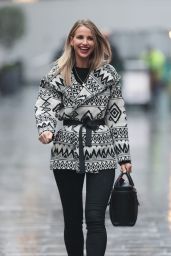 Vogue Williams in Striking Geometric Print Jacket and Denim Trousers - London 12/13/2020