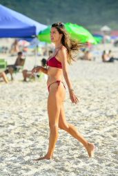Alessandra Ambrosio in a Red Bikini - Florianópolis 01/10/2021