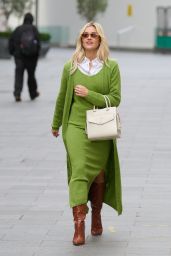 Ashley Roberts in a Green Dress and Brown Boots - London 01/18/2021