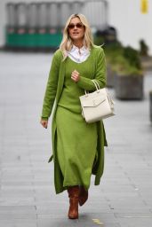 Ashley Roberts in a Green Dress and Brown Boots - London 01/18/2021