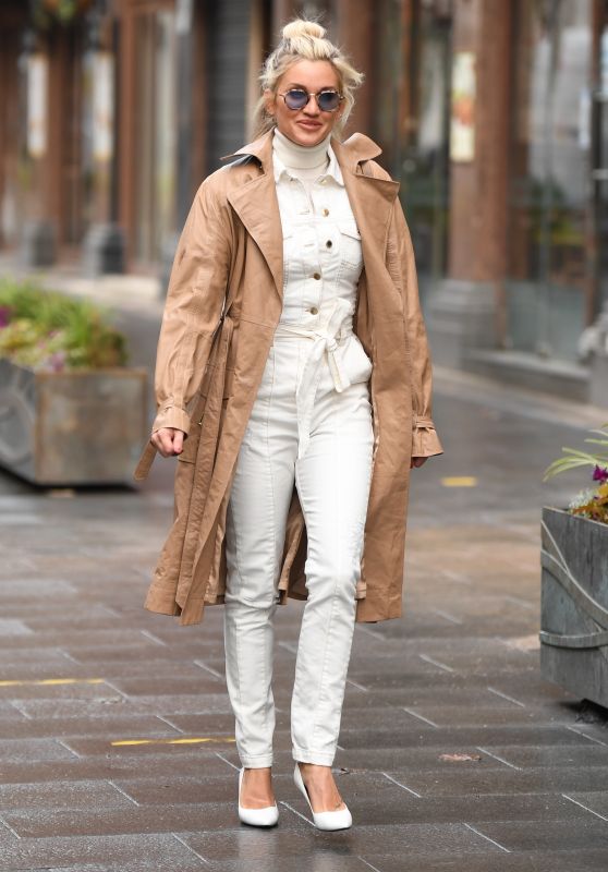 Ashley Roberts in White Jumpsuit and Roll Neck Jumper - London 01/06/2020