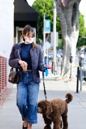 Jordana Brewster - Walking Her Dog in Brentwood 01/13/2021