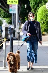Jordana Brewster - Walking Her Dog in Brentwood 01/13/2021