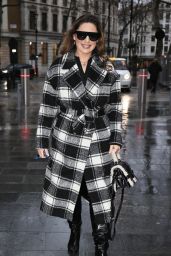 Kelly Brook in a Checked Coat and Boots - London 01/05/2021