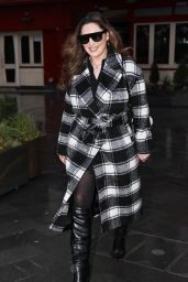 Kelly Brook in a Checked Coat and Boots - London 01/05/2021