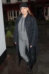 Kelly Brook in Grey Joggers and Boots - London 01/13/2021