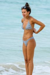 Montana Brown in a Stripped Bikini - Barbados 01/08/2021